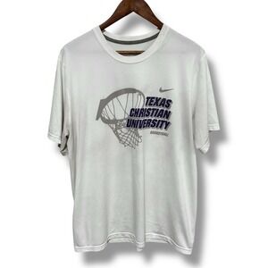 Nike Dri-Fit Men's TCU Horned Frogs Basketball T‎ Shirt *Stained Size L 22 x 29